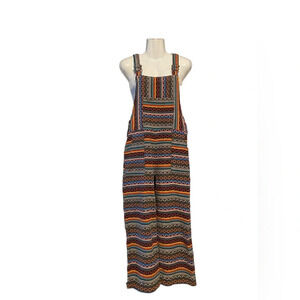 East Meets West Multicolor Textured Overalls